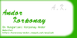 andor korponay business card